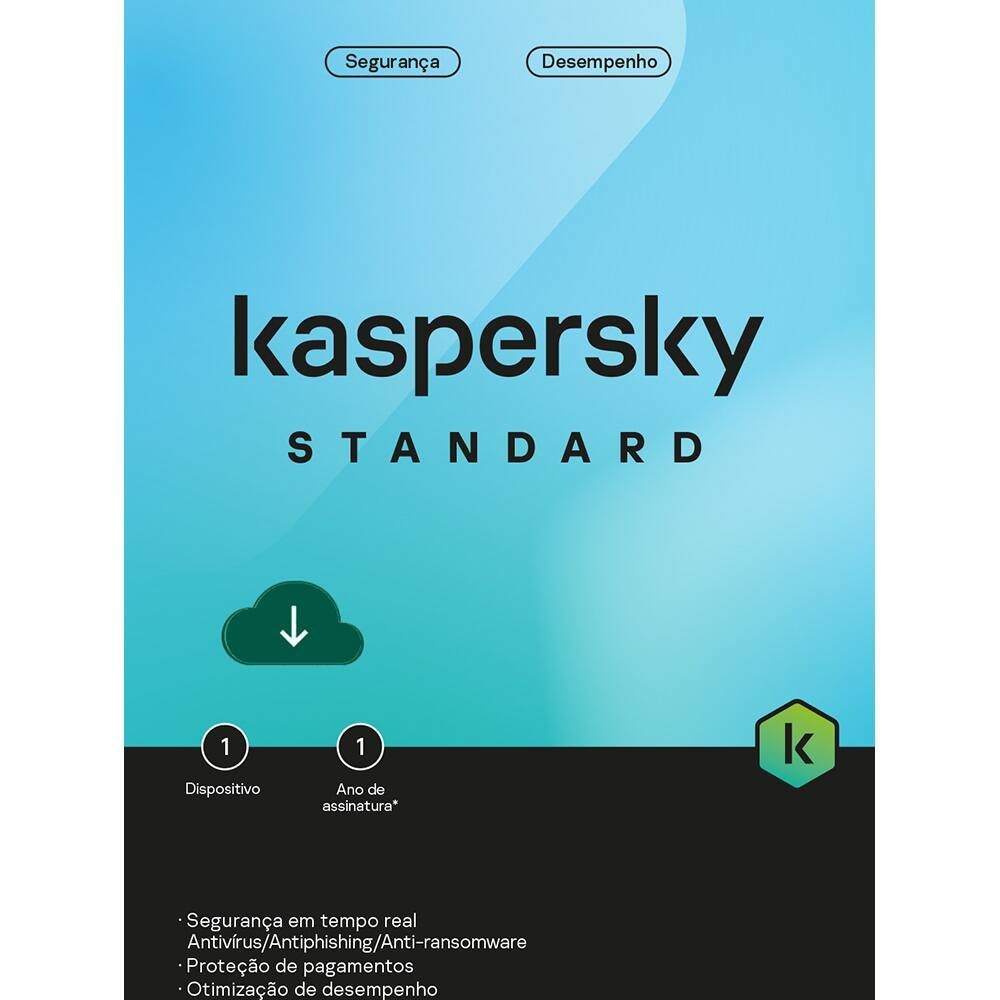 Kaspersky Antivirus Standard BR; 3 Dispositivos; 1 Ano ESD