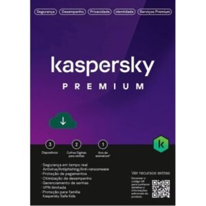 Kaspersky Antivirus Premium + Suporte ao Cliente BR. 5 Dispositivos; 3 Contas KPM; 1 Ano ESD